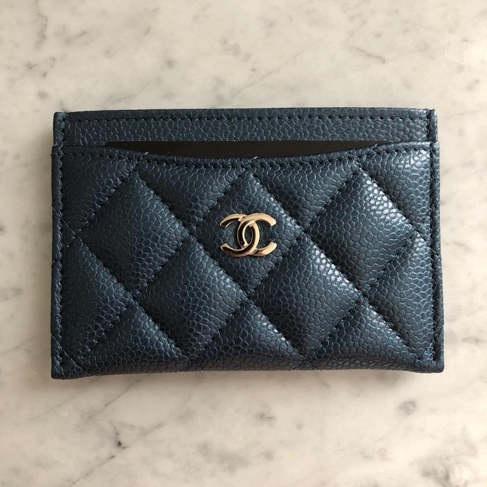 🌟SOLD🌟BNIB Chanel Flat Cardholder Metallic Navy